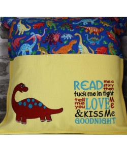 Dinosaur grand with read me a story reading pillow embroidery designs