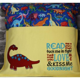 Dinosaur grand with read me a story reading pillow embroidery designs