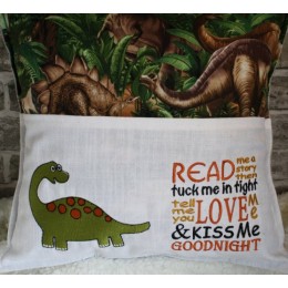 Dinosaur grand with read me story reading pillow embroidery designs