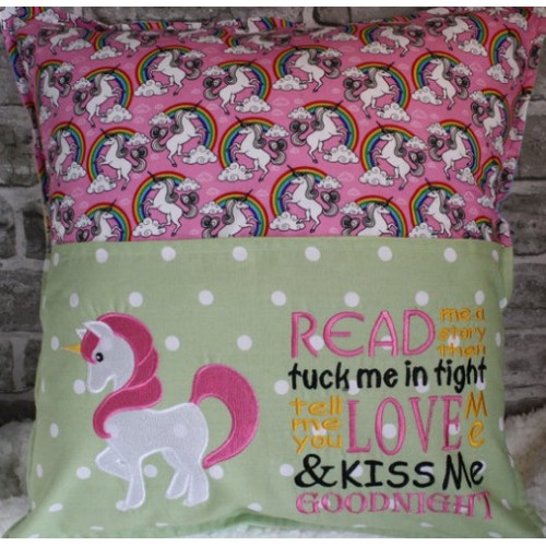 Unicorn embroidery with read me story