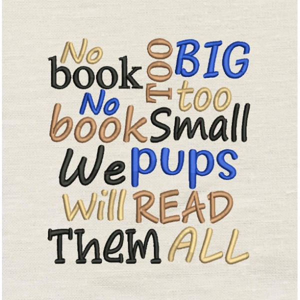 No book too big embroidery No book too big embroidery