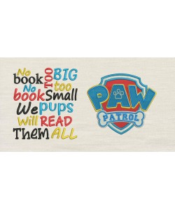 Logo paw patrol with no book designs embroidery