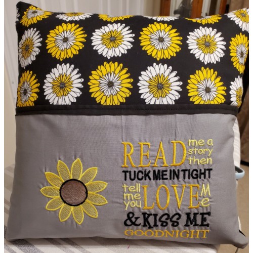 Sunflower with read me a story Reading Pillow