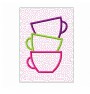 Tea cups Quilt Block in the hoop embroidery design