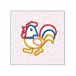 Cock Quilt Block Embroidery