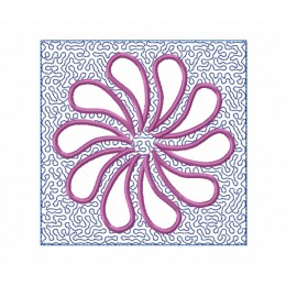 Flower Tamas Stippling Quilt Block Embroidery
