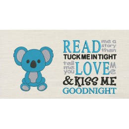 Koala embroidery with read me a story Designs