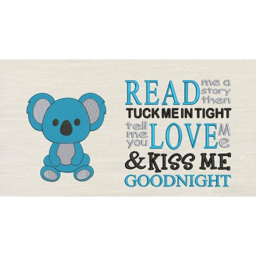 Koala embroidery with read me a story Designs