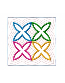 Cotto Astro serte quilt block in the hoop Embroidery