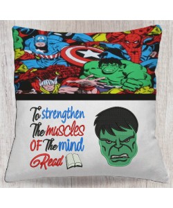 Hulk face embroidery with to strengthen reading pillow embroidery designs