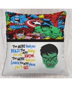 Hulk face embroidery with the more that you read reading pillow embroidery designs