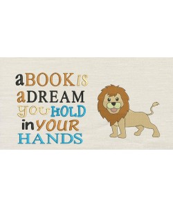 Lion embroidery with a book is a dream Embroidery