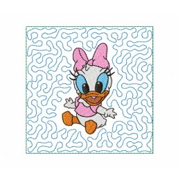 Baby Daisy stipple quilt block Embroidery in the hoop