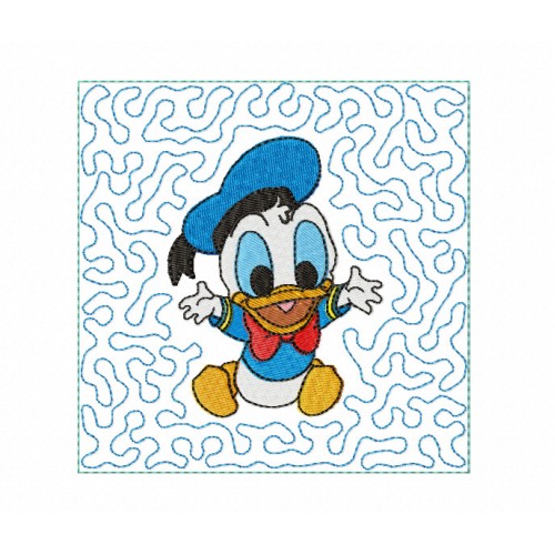 Baby Donald stipple quilt block Embroidery in the hoop