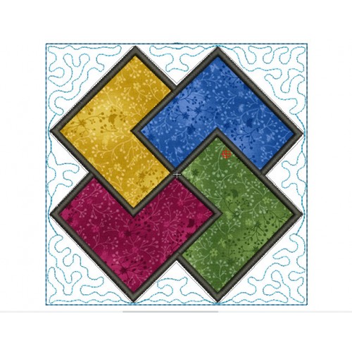 Quartet stipple quilt block in the hoop embroidery design