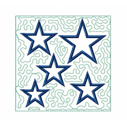 Stars stippling Quilt Block Embroidery in the hoop