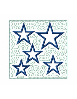 Stars stippling Quilt Block Embroidery in the hoop