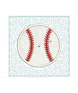 Baseball stipple Quilt Block Embroidery in the hoop