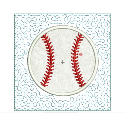 Baseball stipple Quilt Block Embroidery in the hoop
