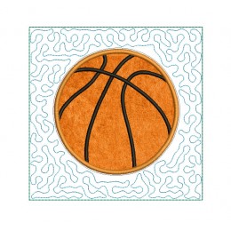 Basketball stipple Quilt Block Embroidery in the hoop