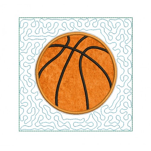 Basketball stipple Quilt Block Embroidery in the hoop