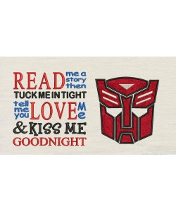 Autobots face with read me a story Embroidery
