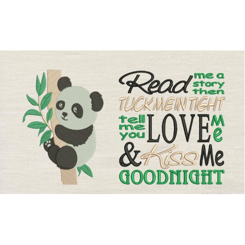 Panda with Read me a story Embroidery
