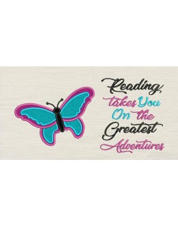 Butterfly with reading takes you Embroidery