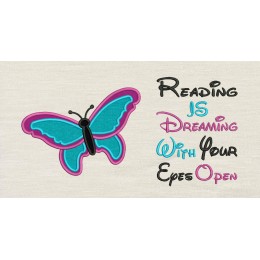 Butterfly with reading is dreaming Embroidery