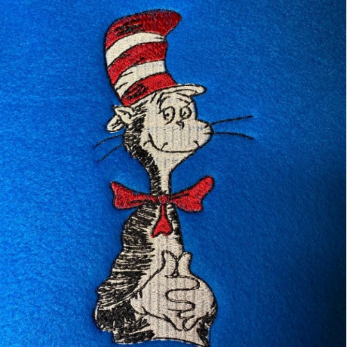 The cat in the hat Machine Embroidery