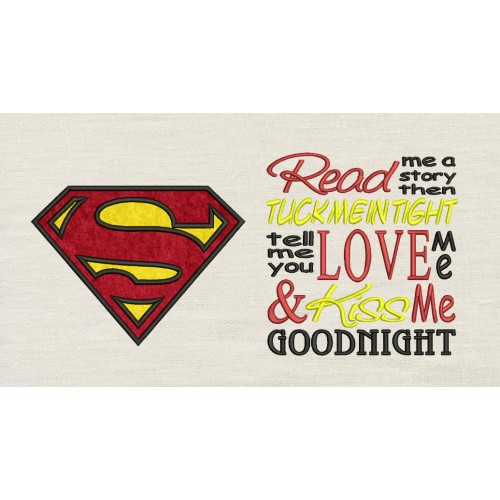 Superman logo with Read me a story Designs