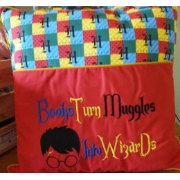 Books turn harry potter reading pillow embroidery designs