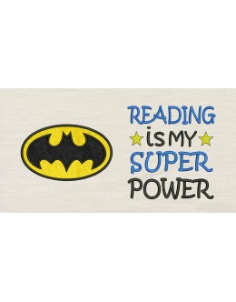 Batman logo with Reading is My Superpower Designs