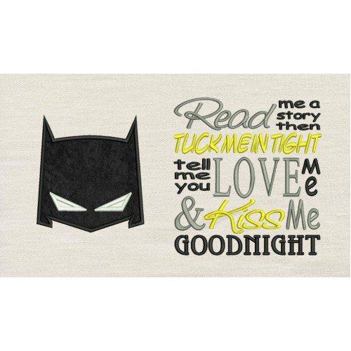 Batman Mask with read me Embroidery Designs