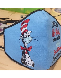 Face mask the cat in the hat mask For kids and adult in the hoop Embroidery