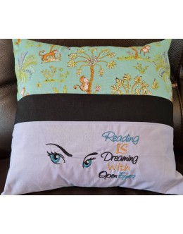 Eyes areg With Reading is dreaming reading pillow embroidery designs