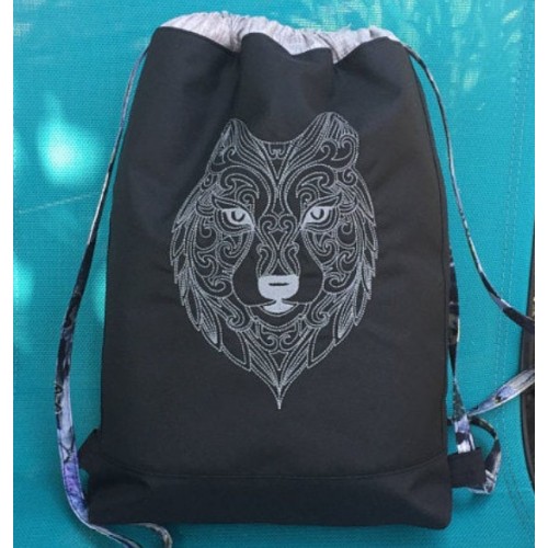 Wolf line embroidery Design