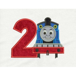 Thomas the train Birthday With Number 2 Embroidery Design