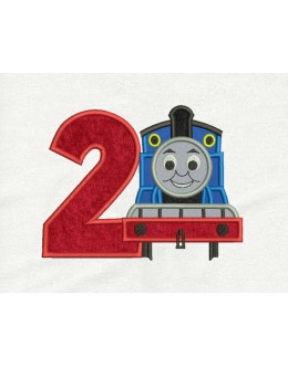 Thomas the train Birthday With Number 2 Embroidery Design