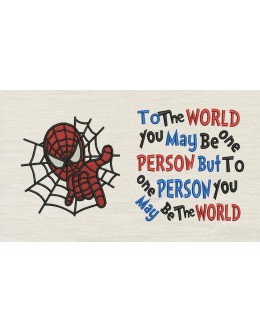 Spiderman embroidery with To The World