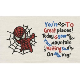 Spiderman embroidery with You're Off to Great Places