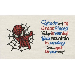 Spiderman embroidery with You're Off to Great Places designs