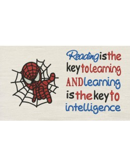 Spiderman embroidery with Reading is the key