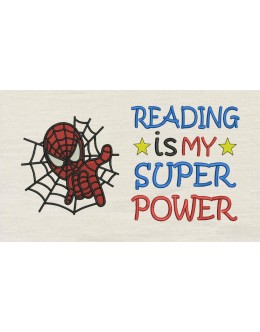 Spiderman embroidery with Reading is My Superpower