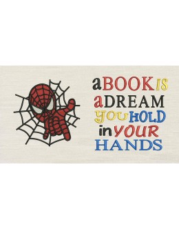 Spiderman embroidery with a book is a dream