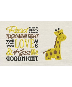 Giraffe embroidery read me a story reading pillow embroidery designs