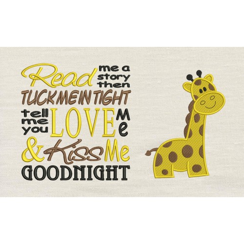 Giraffe embroidery read me a story reading pillow embroidery designs