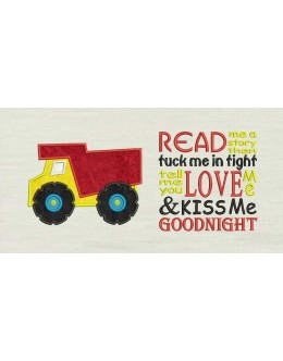 Dump truck with read me story