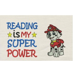Marshal dog with Reading is My Superpower