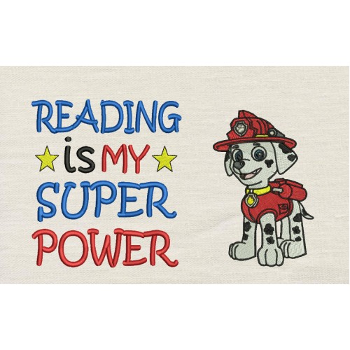 Marshal dog with Reading is My Superpower